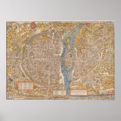 Plan van Parijs door Truschet en Hoyau Circa 1550 Poster (Voorkant)