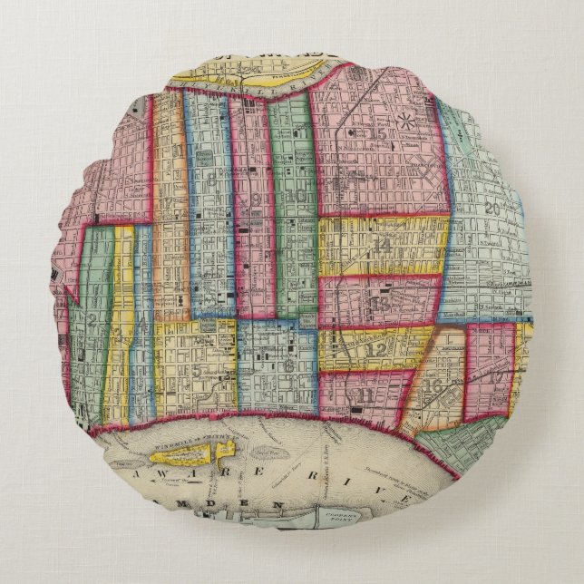 Plan van Philadelphia Rond Kussen (Voorkant)