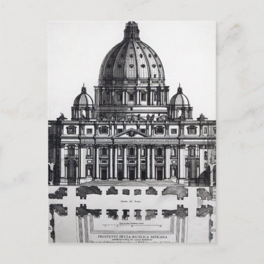 Plan van St. Peter, Rome, gegraveerd door Briefkaart (Voorkant)