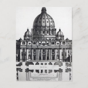 Plan van St. Peter, Rome, gegraveerd door Briefkaart
