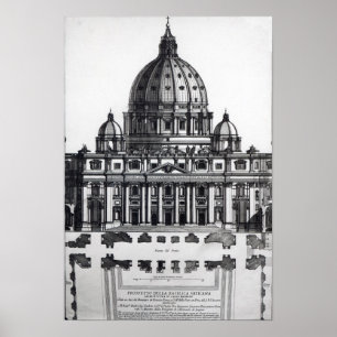 Plan van St. Peter, Rome, gegraveerd door Poster