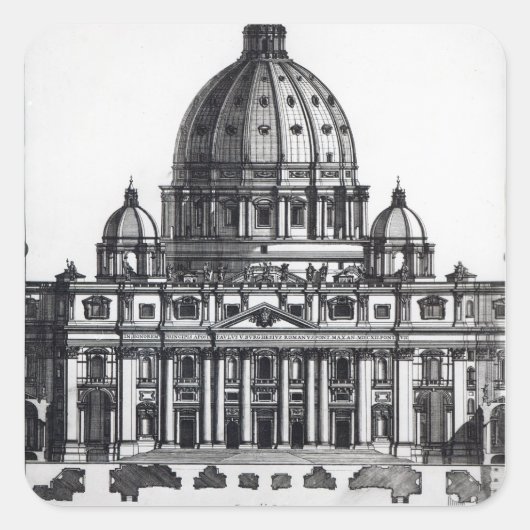 Plan van St. Peter, Rome, gegraveerd door Vierkante Sticker (Voorkant)