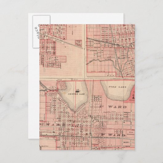 Plan van Warschau met Pierceton, Plymouth Briefkaart (Voorkant / Achterkant)