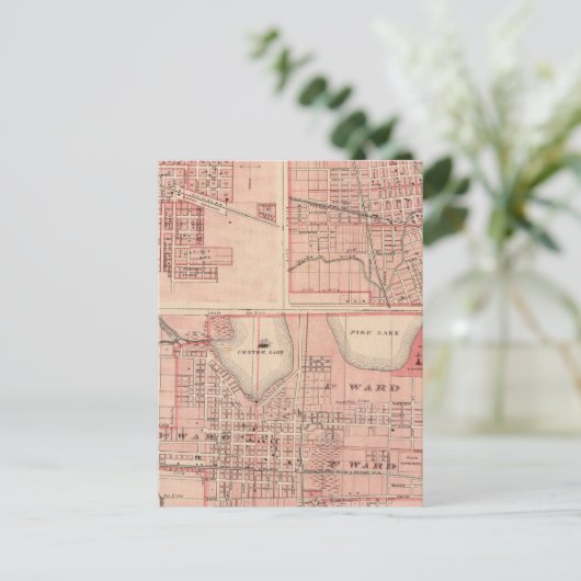 Plan van Warschau met Pierceton, Plymouth Briefkaart (Staand voorkant)