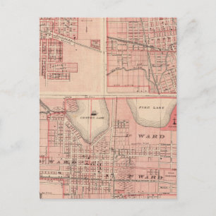 Plan van Warschau met Pierceton, Plymouth Briefkaart