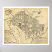 Plan van Washington DC Map 1792 Poster (Voorkant)