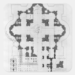 Plan voor de Basilica van Sint-Peter Vierkante Sticker