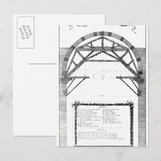 Plan voor de structuur van de dome van St. Briefkaart (Voorkant / Achterkant)
