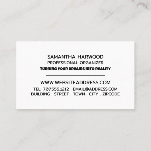 Plan voor het Ontwerp van het Succes, Professionel Visitekaartje (Achterkant)