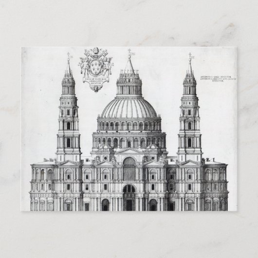 Plan voor St. Peter's, Rome, 1539 Briefkaart (Voorkant)