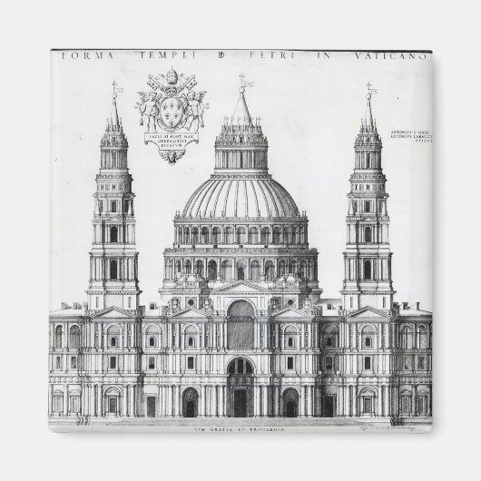 Plan voor St. Peter's, Rome, 1539 Magneet (Voorkant)