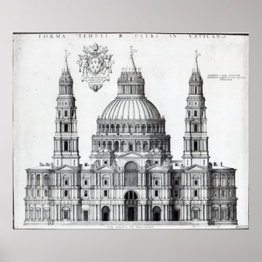 Plan voor St. Peter's, Rome, 1539 Poster (Voorkant)