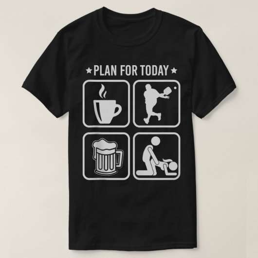 Plan voor Vandaag Koffie Pickleball speler Beer Fu T-shirt (Design voorkant)