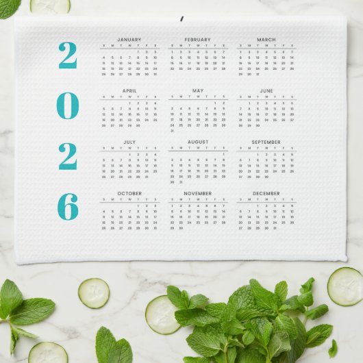 Plan your year in style with this 2026 calendar theedoek (Gevouwen)
