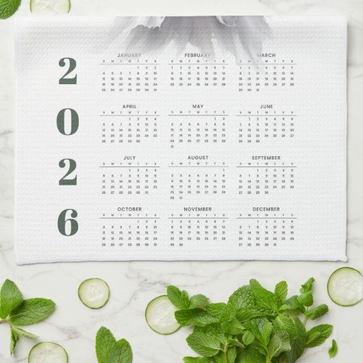 Plan your year in style with this 2026 calendar theedoek (Gevouwen)