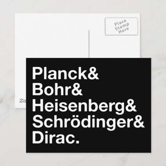 Planck & Bohr & Heisenberg & Schrödinger & Dirac Briefkaart (Voorkant / Achterkant)