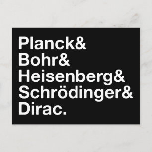 Planck & Bohr & Heisenberg & Schrödinger & Dirac Briefkaart