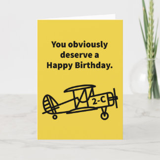 Plane 2-C Happy Birthday Kaart
