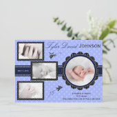 Plane Baby Boy Foto geboorteaankondiging Aankondiging (Staand voorkant)