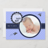 Plane Baby Boy Foto geboorteaankondiging Aankondiging (Achterkant)