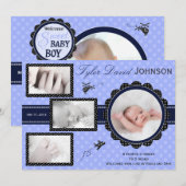 Plane Baby Boy Foto geboorteaankondiging Aankondiging (Voorkant / Achterkant)