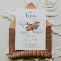  Plane Baby shower Invitation | Baby jongen