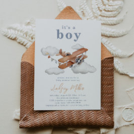  Plane Baby shower Invitation | Baby jongen Kaart