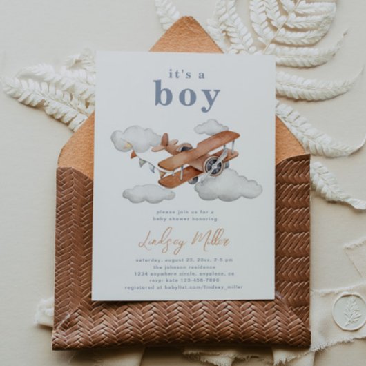  Plane Baby shower Invitation | Baby jongen Kaart