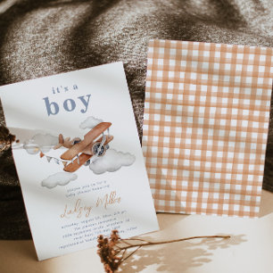 Plane Baby shower Invitation Baby jongen Kaart