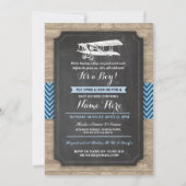  Plane Baby shower Party Boy Wood Invite Kaart (Voorkant)