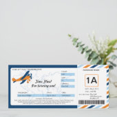 Plane Birthday Boarding Pass Ticket Kaart (Staand voorkant)