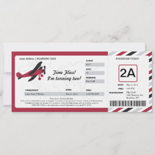 Plane Birthday Boarding Pass Ticket Kaart