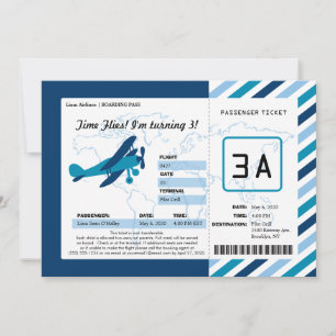  Plane Birthday Boarding Pass Ticket Kaart
