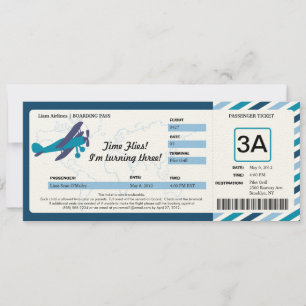  Plane Birthday Boarding Pass Ticket Kaart
