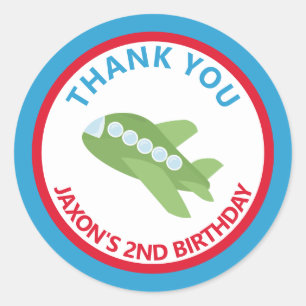 Plane Birthday Party - Bedankt voor je komst Ronde Sticker