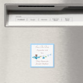 Plane & Clothesline Blue Save The Date Baby shower Magneet (Insitu (Vaatwasser))