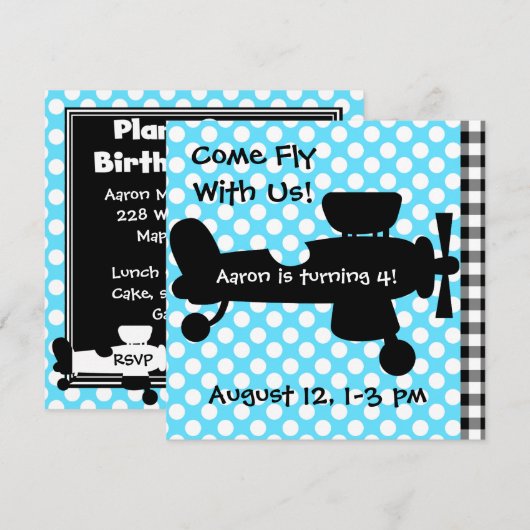 Plane Crazy Birthday Bash Kaart (Voorkant / Achterkant)