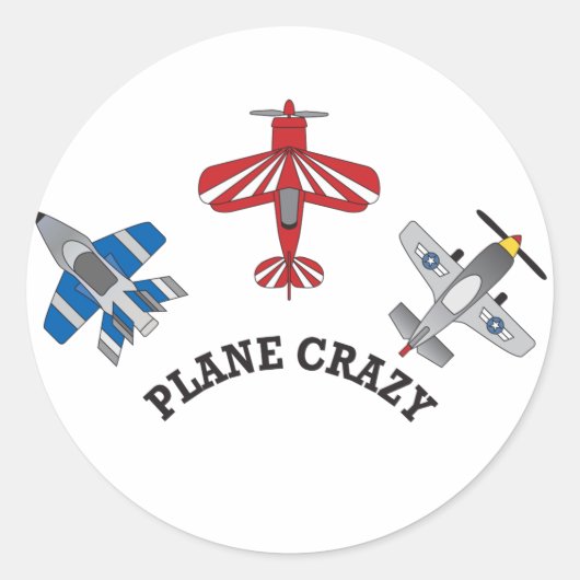 Plane Crazy Ronde Sticker (Voorkant)