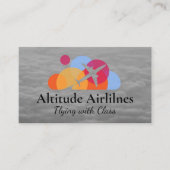 Plane en kleurrijke cirkels Logo | Wolken Visitekaartje (Voorkant)
