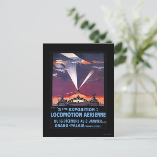 Plane Flying Over Searchlight Poster Briefkaart (Staand voorkant)