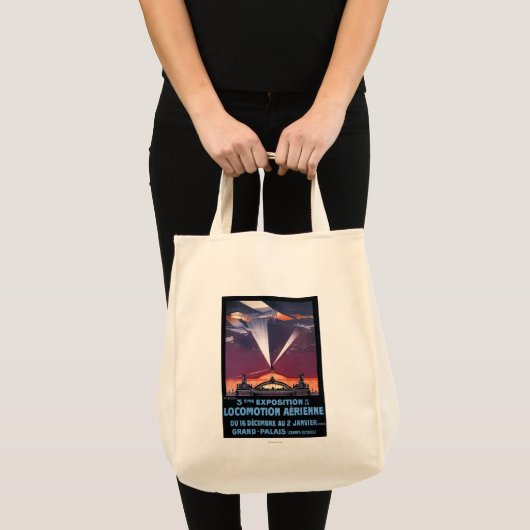 Plane Flying Over Searchlight Poster Tote Bag (Voorkant (product))