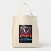 Plane Flying Over Searchlight Poster Tote Bag (Voorkant)
