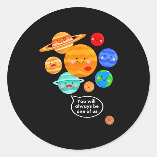 Plane Funny Cartoon Planets Never Forget Ronde Sticker (Voorkant)