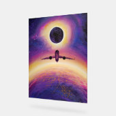 Plane in flight city and eclipse acryl bord (Hoek)