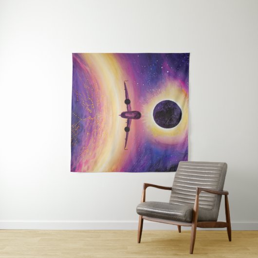 Plane in flight city and eclipse wandkleed (In Situ (horizontaal))