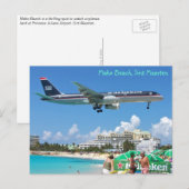 Plane landing over Maho Beach, Sint Maarten, SXM Briefkaart (Voorkant / Achterkant)