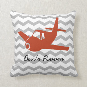 Plane Pillow in Red en Grey SJABLOON Kussen