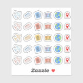 Plane Reis Vakantie Avontuur Iconen Bujo Planner Sticker (Vel)