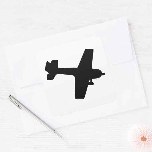 Plane Silhouette Vierkante Sticker (Envelop)