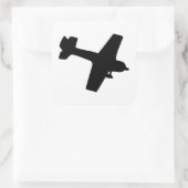 Plane Silhouette Vierkante Sticker (Tas)